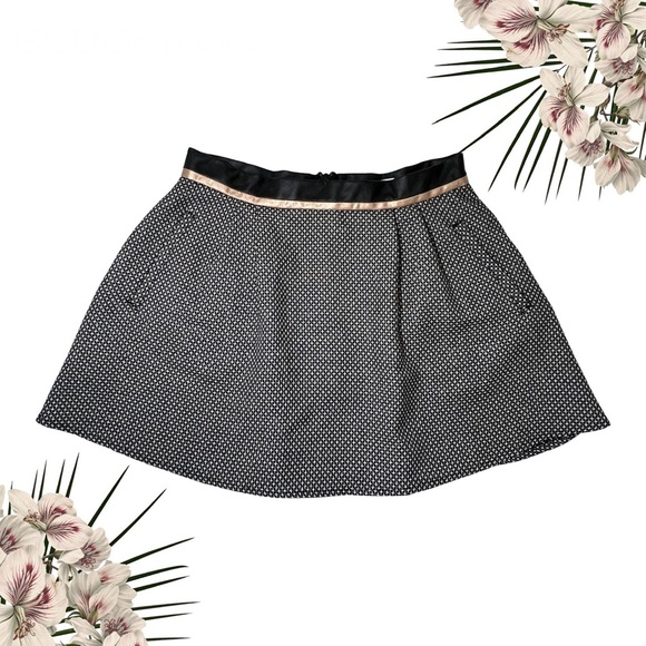 BCBGeneration Mini Skirt Faux Leather Trim Black White Rose Gold 2 QUT3E338 - Picture 14 of 14